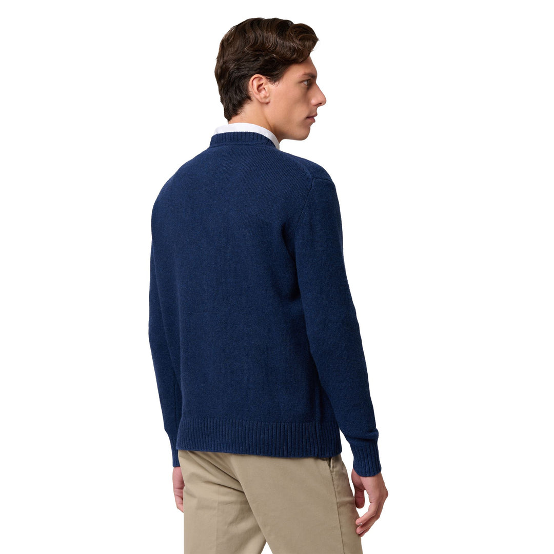 Maglione da uomo in maglia di lana grigio-blu con motivo a rombi main