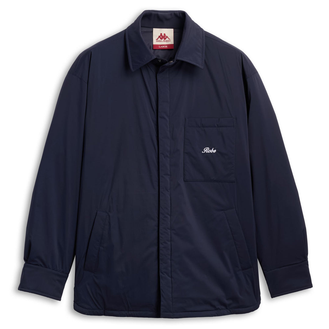 Marine blue Men's Overshirt with Padded Fabric and Snap Closure 01