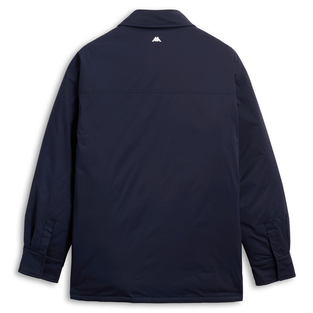 Camisa de hombre azul marino con tejido acolchado y cierre a presión main