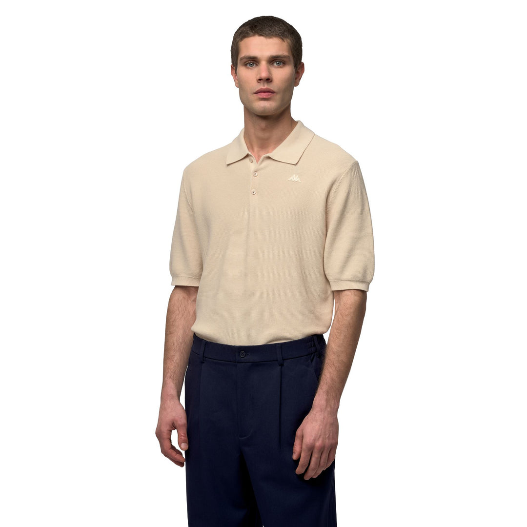 Polo casual in cotone slim fit da uomo beige main