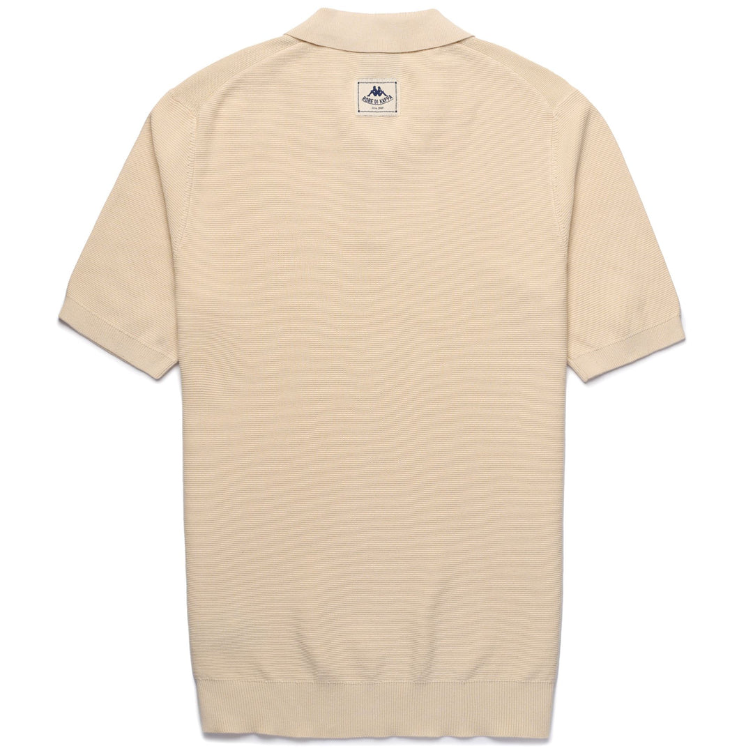 Polo de punto beige de corte entallado para hombre con bordes acanalados main