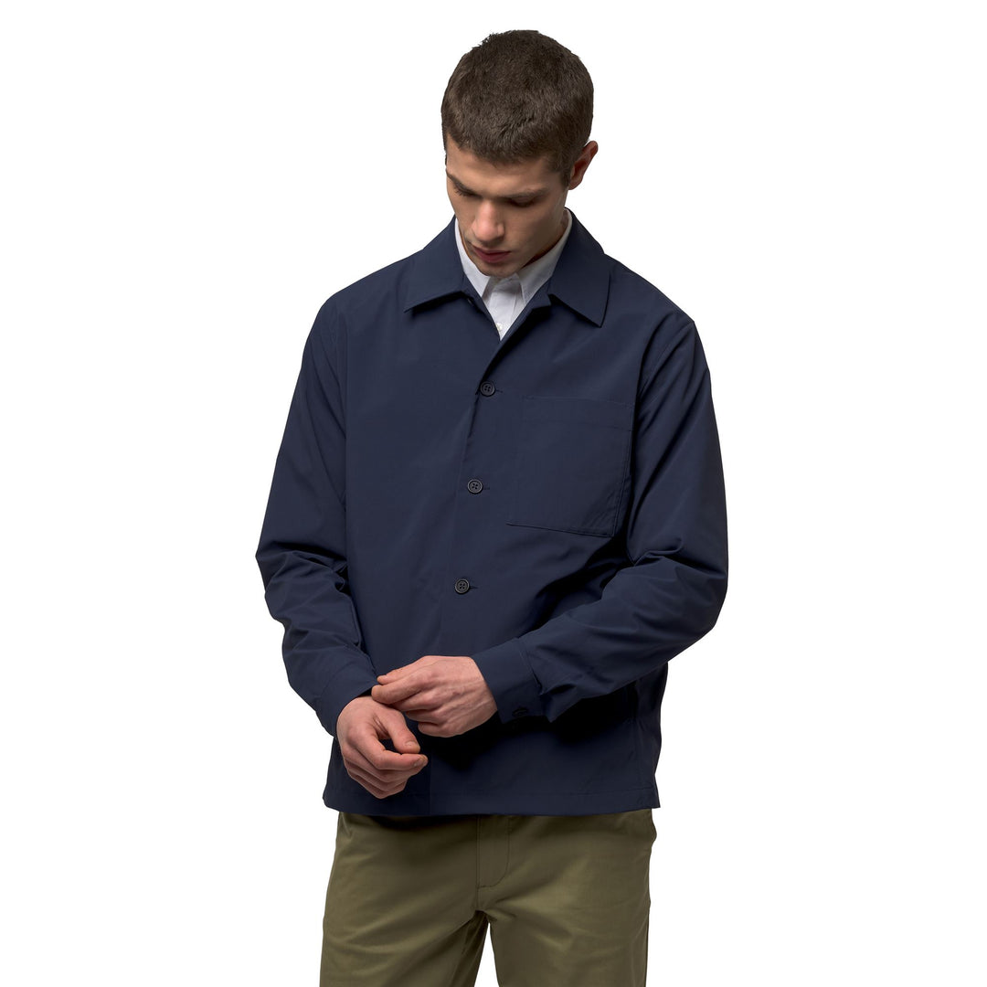 Blue Men's Casual Regular Fit Overshirt in Polyester Blend main
