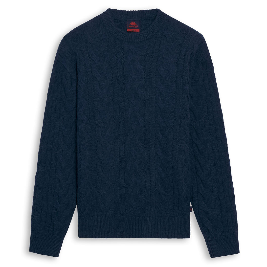 Blue Men's Regular Fit Wool Pullover with Aran Stitch 01