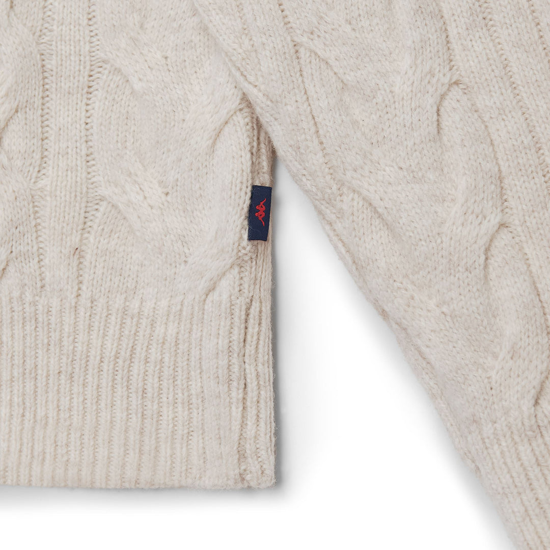 Beige Men's Regular Fit Wool Pullover with Aran Stitch main