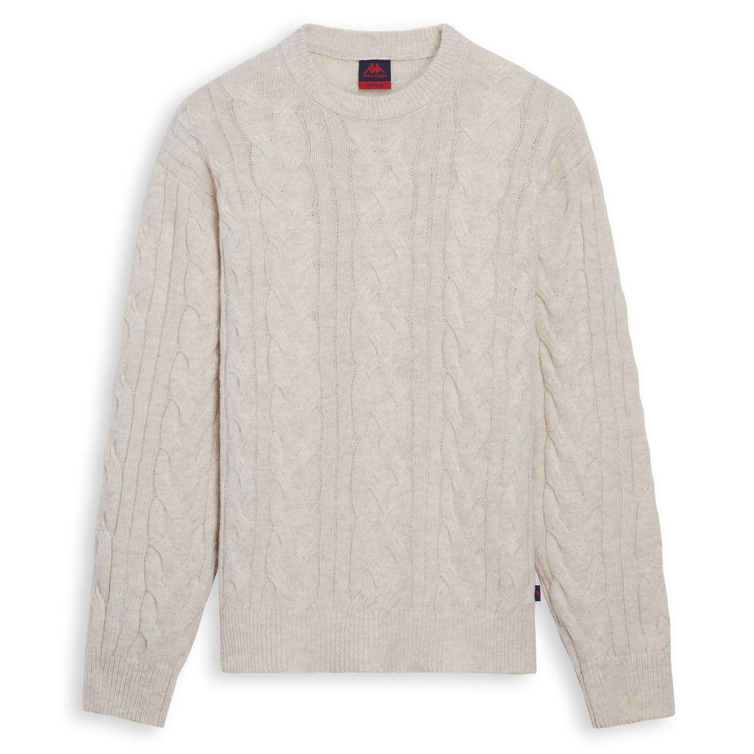 Beige Men's Regular Fit Wool Pullover with Aran Stitch 01