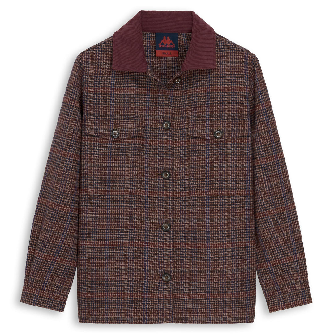 Brown Women's Regular Fit Wool Blend Overshirt with Houndstooth Pattern 01