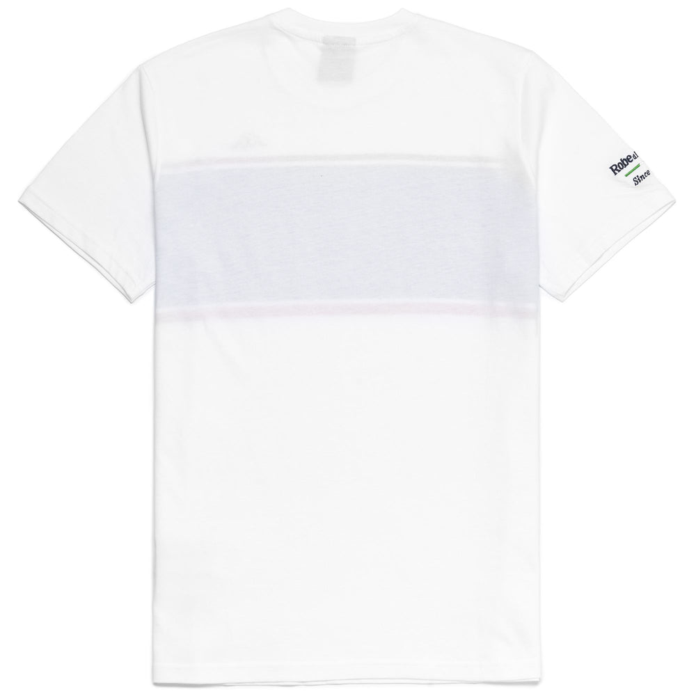 T-Shirt Casual Slim Fit Uomo Blu e Bianca con Scritta Floccata 02