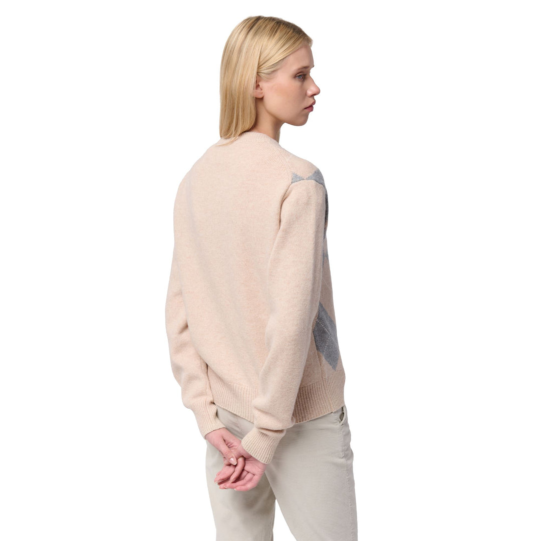 Beige Women's Knitwear Jumper with Rib Borders main