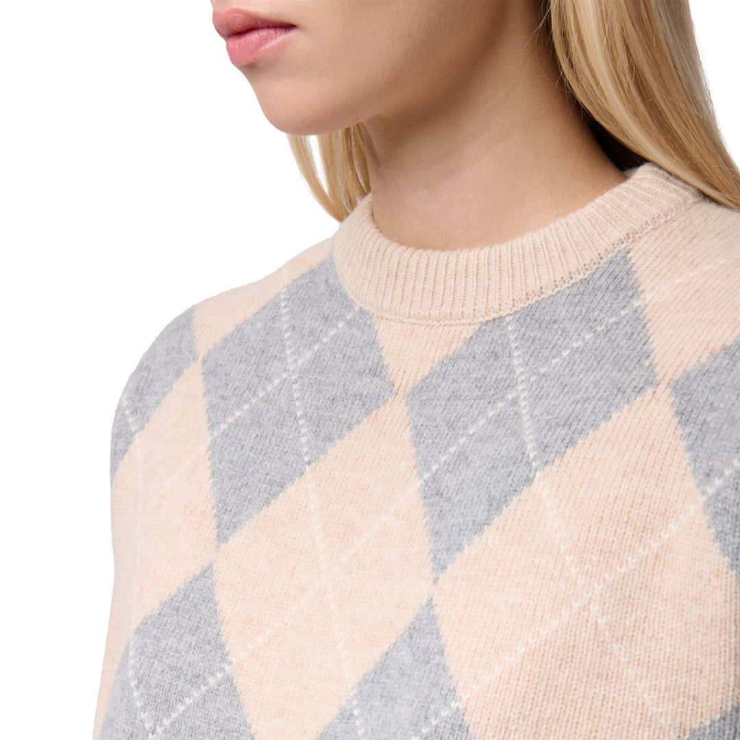 Beige Women's Knitwear Jumper with Rib Borders main