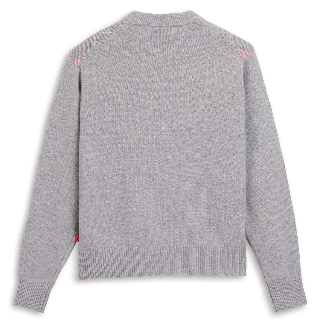 Jersey de punto gris de corte regular para mujer con bordes acanalados main