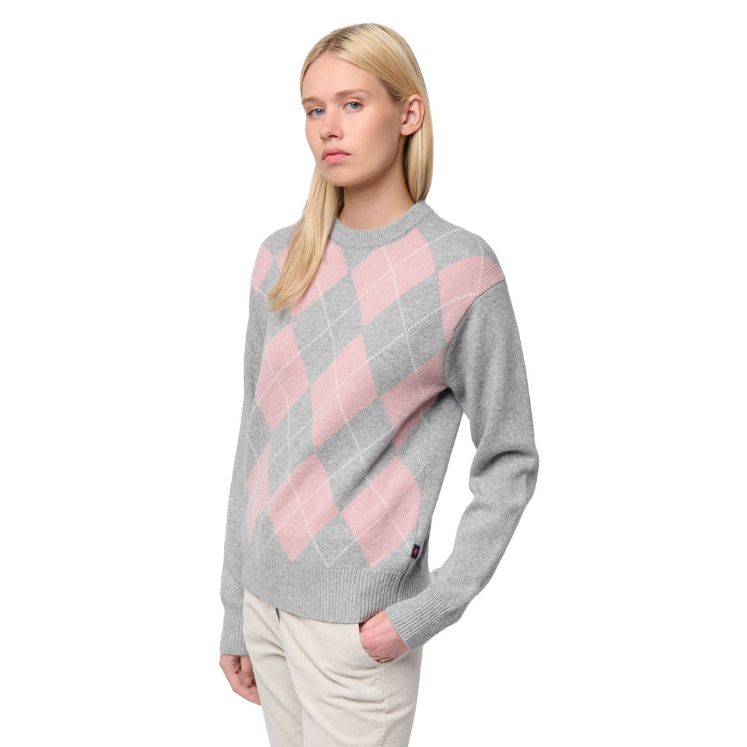 Grey Women's Regular Fit Knitted Pullover with Rib Borders 01