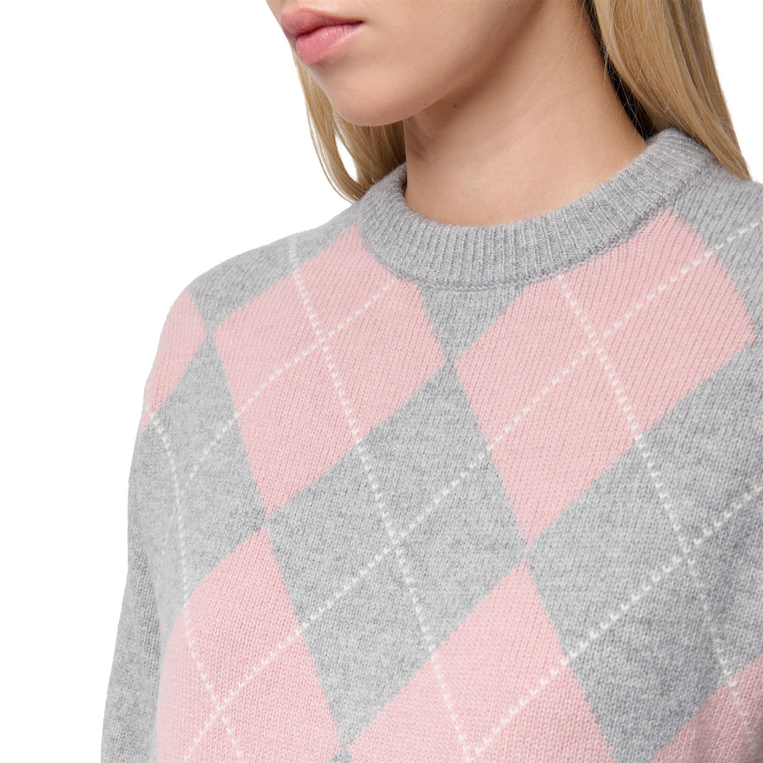 Jersey de punto gris de corte regular para mujer con bordes acanalados main