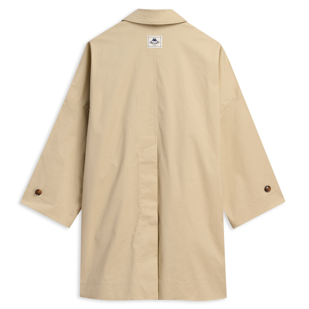 Trench-coat gris en coton pour femme, coupe ample et décontractée 02