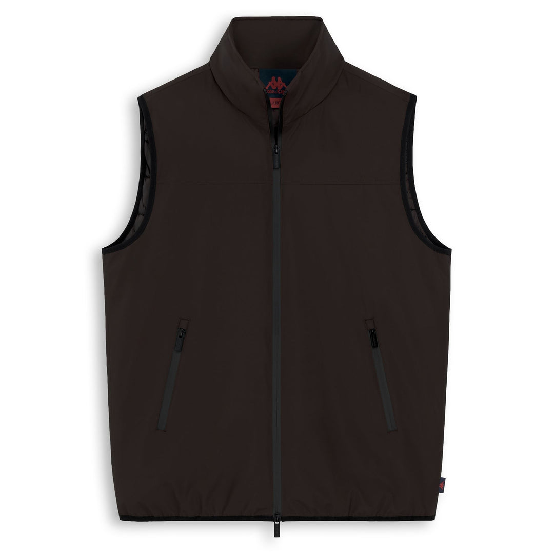 Gilet en nylon extensible marron pour homme, coupe classique main