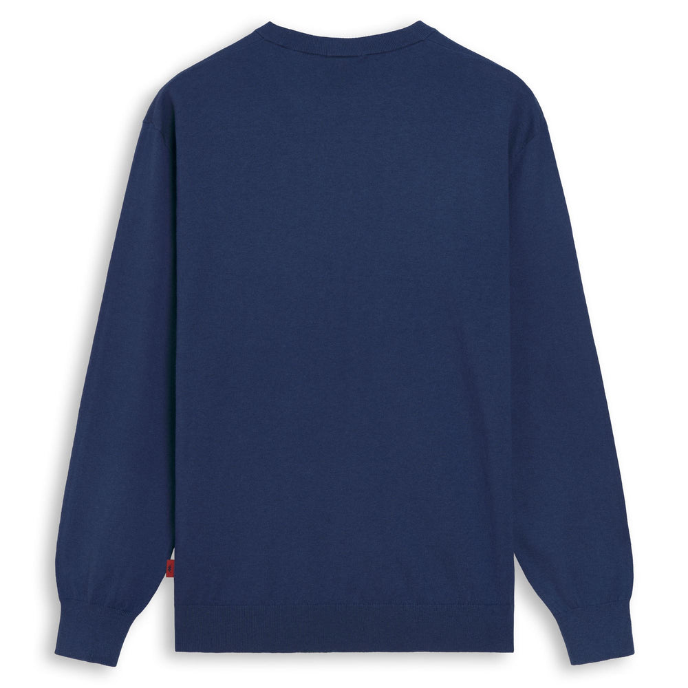 Blue Men's Slim Fit Cashmere Cotton Pullover 02