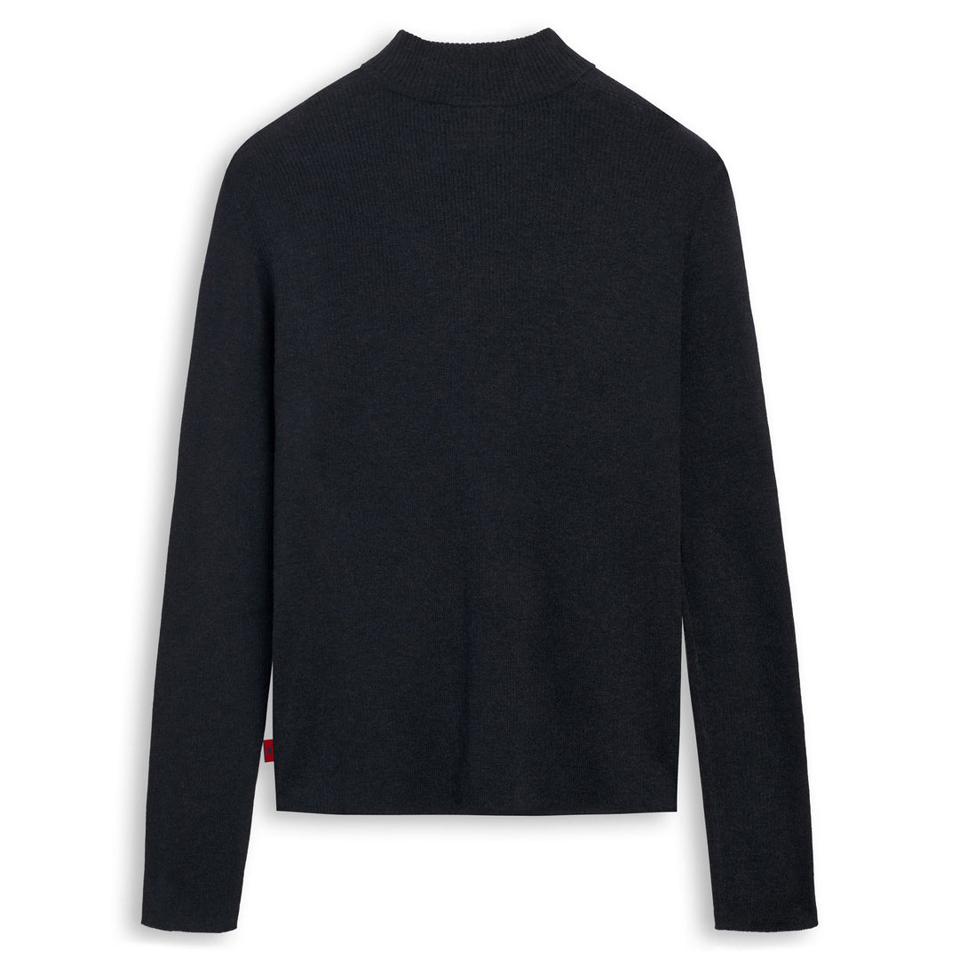 Black Women's Slim Fit Ribbed Wool Pullover main