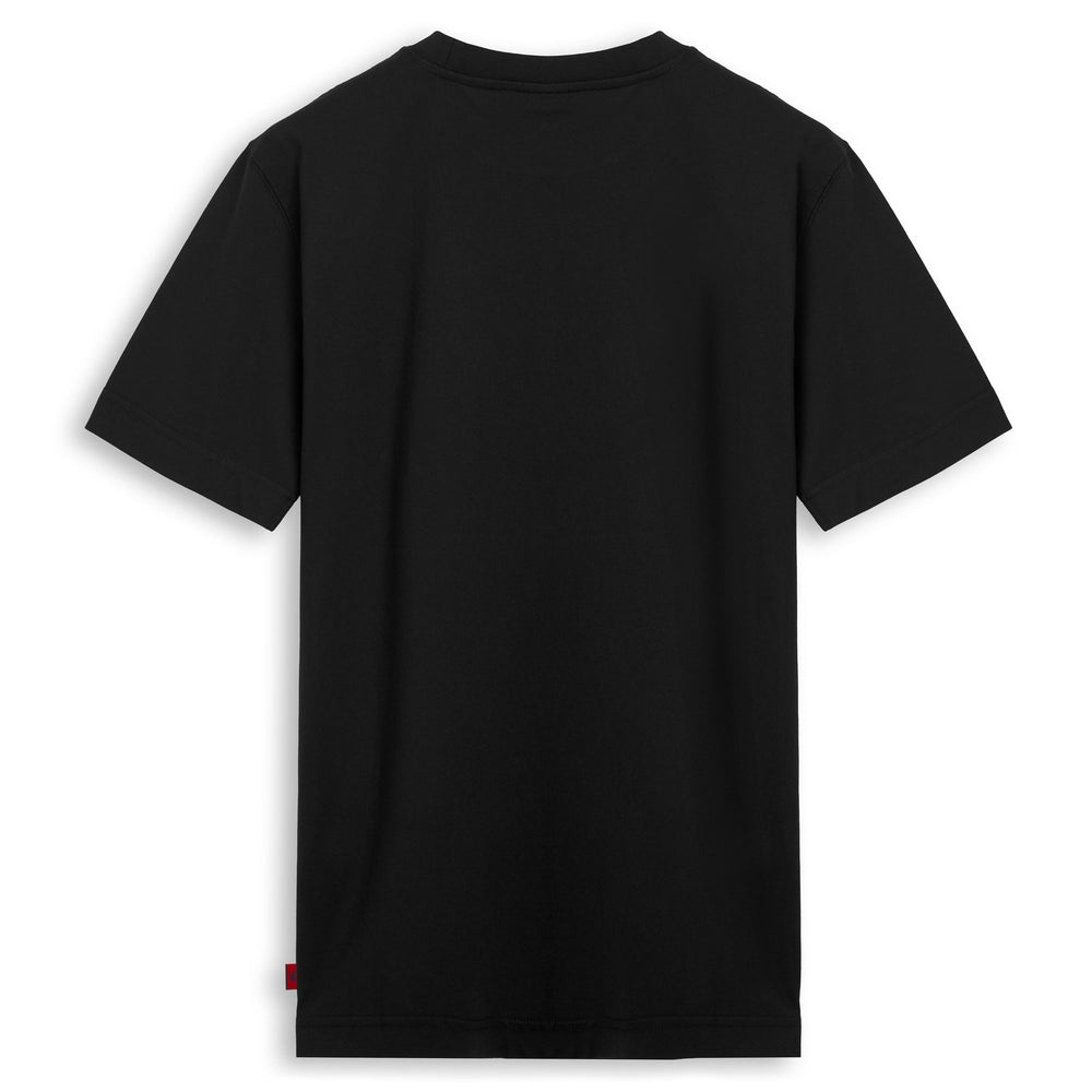 T-shirt da uomo nera in cotone, vestibilità regolare. 02