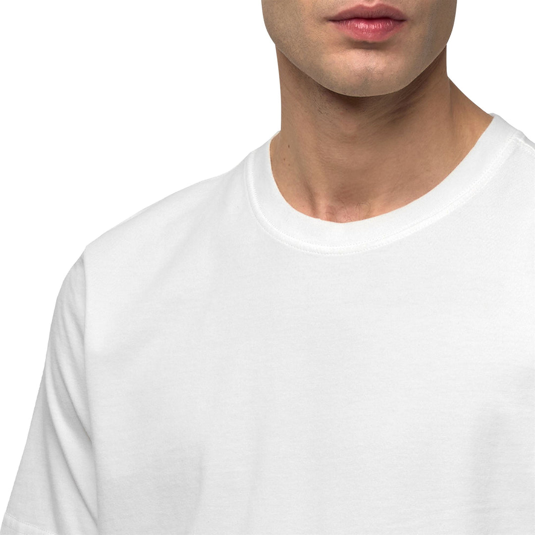 T-shirt blanc pour homme, coupe classique, en coton décontracté main