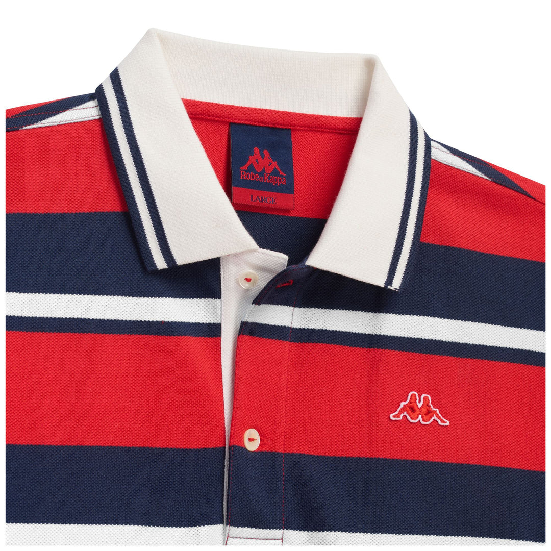 Polo informal de algodón a rayas de corte regular para hombre color rojo main