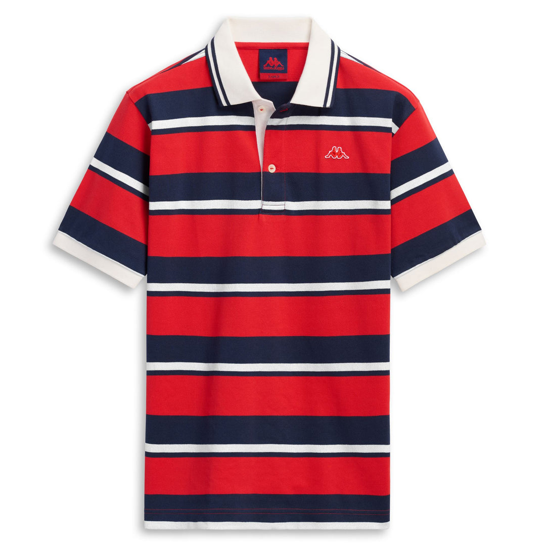 Polo rayé rouge pour homme, coupe classique, en coton. main