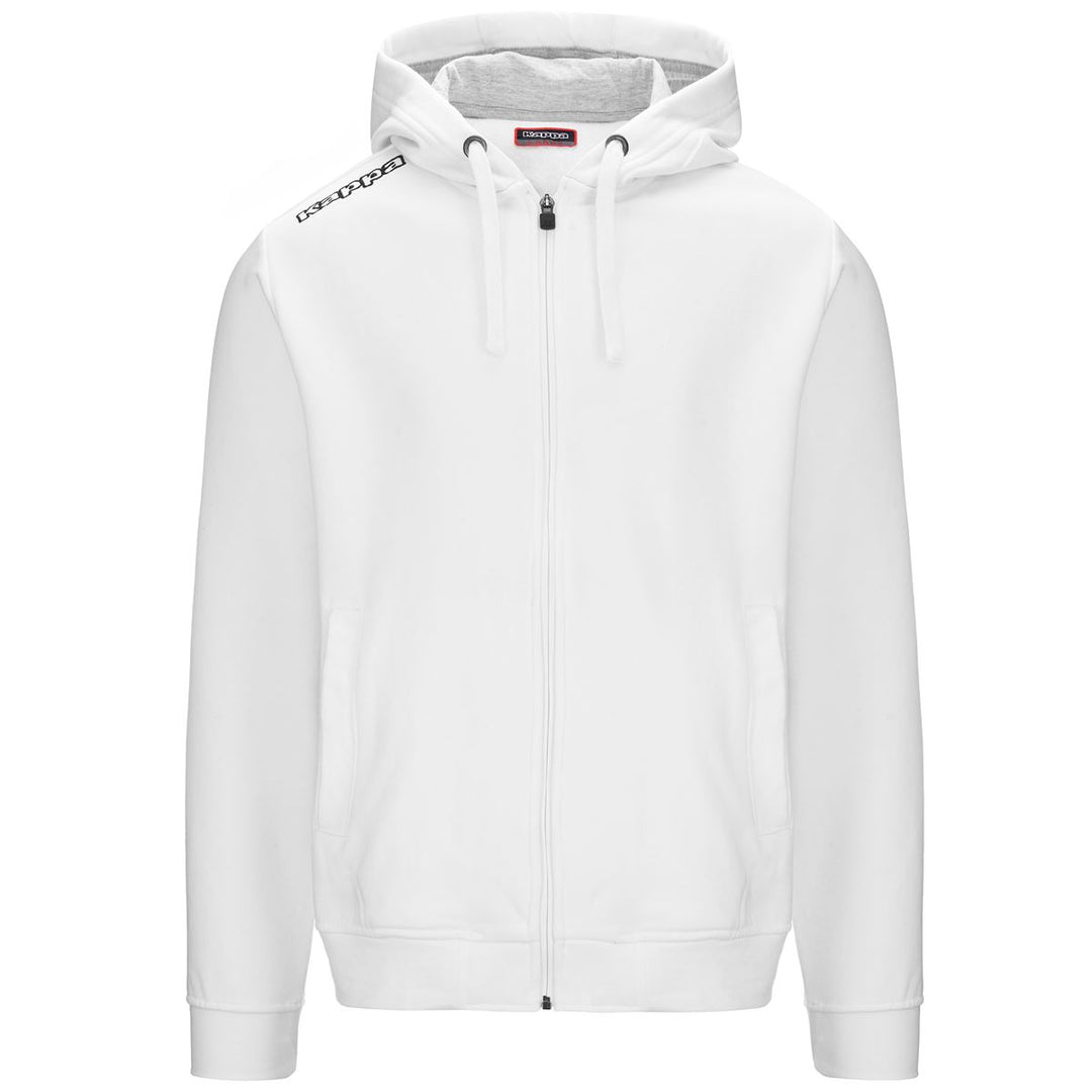 White Men's Regular Fit Hooded Sweatshirt in Brushed Fleece 01