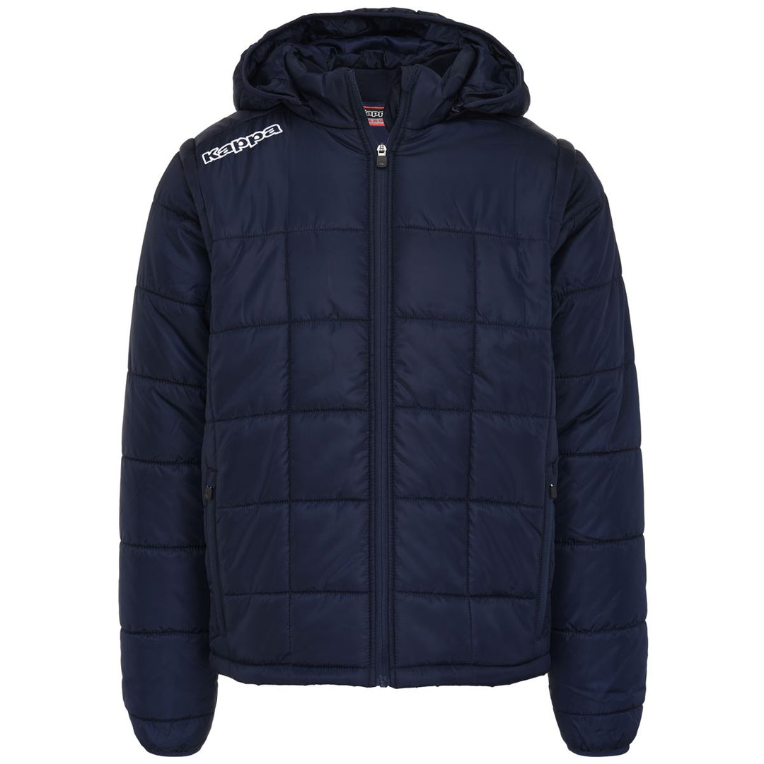 Chaqueta de entrenamiento acolchada con capucha para hombre azul 01