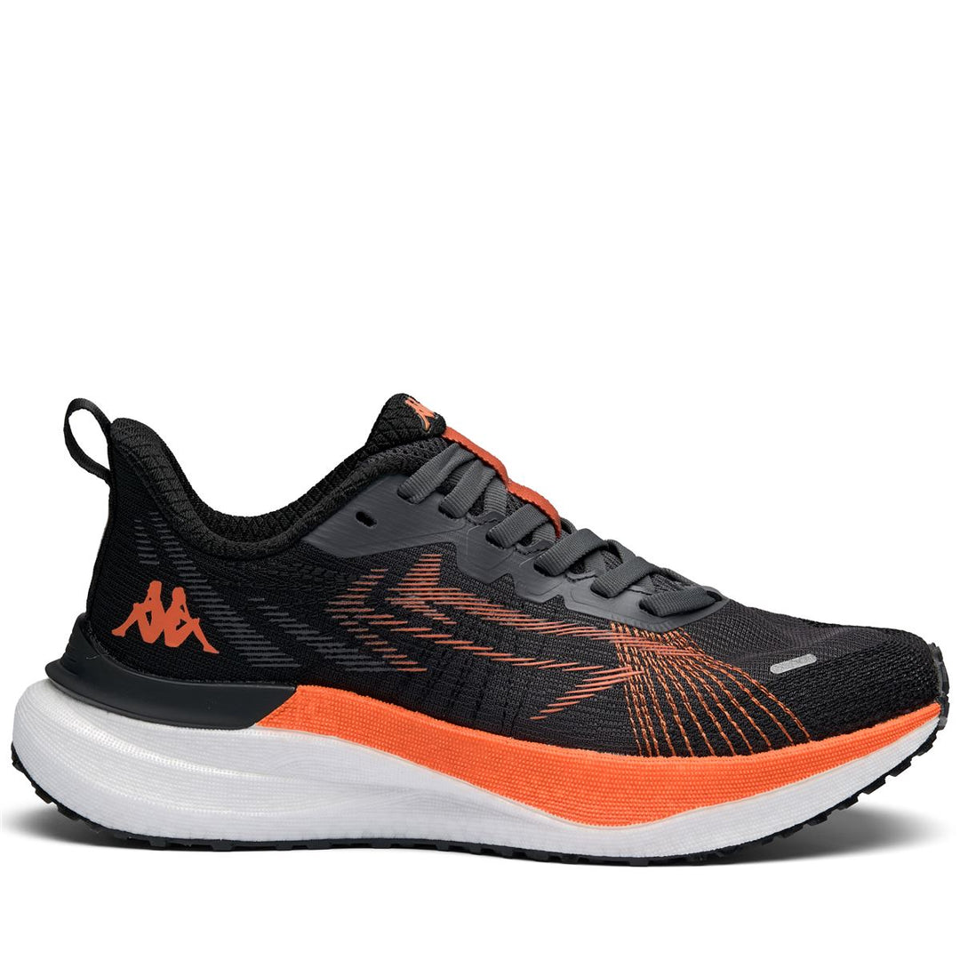 Chaussures de running ultralégères unisexes grises et oranges avec tige respirante main