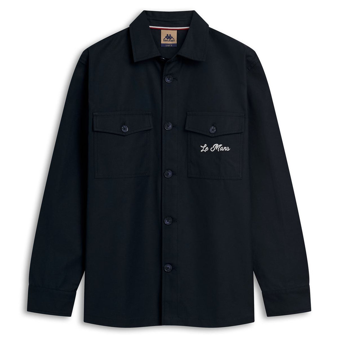 Blue Men's Casual Cotton Overshirt with Embroidered Design 01