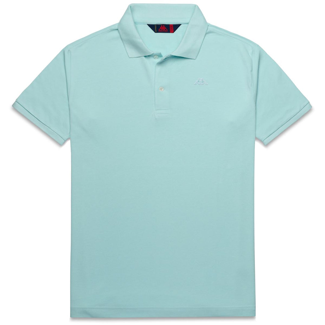 Polo Classica in Cotone Blu Chiaro Uomo con Bottoni Madreperla 01