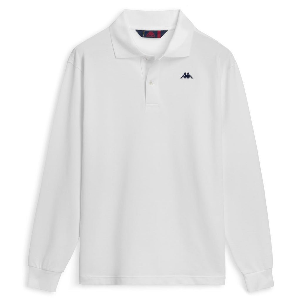 White Men's Classic Fit Cotton Long Sleeve Polo Shirt | Kappa