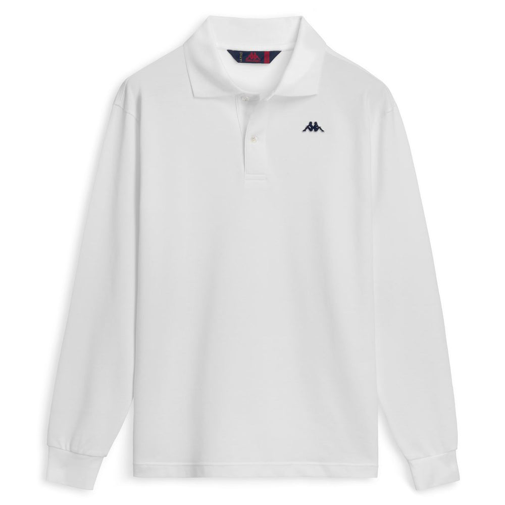Polo blanc à manches longues en coton, coupe classique, pour homme 02