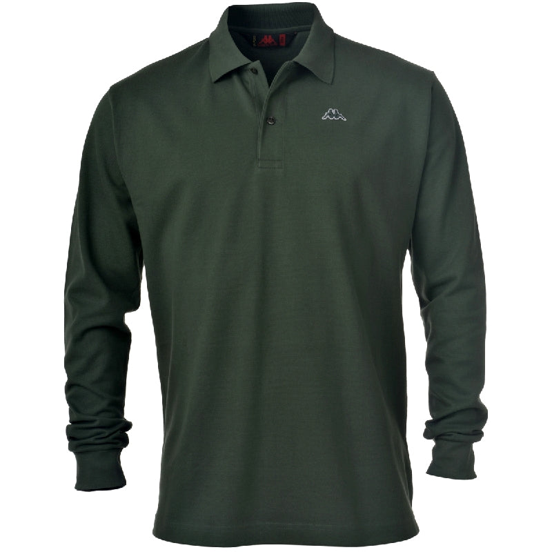 Green Men's Classic Fit Long Sleeve Cotton Polo Shirt 01