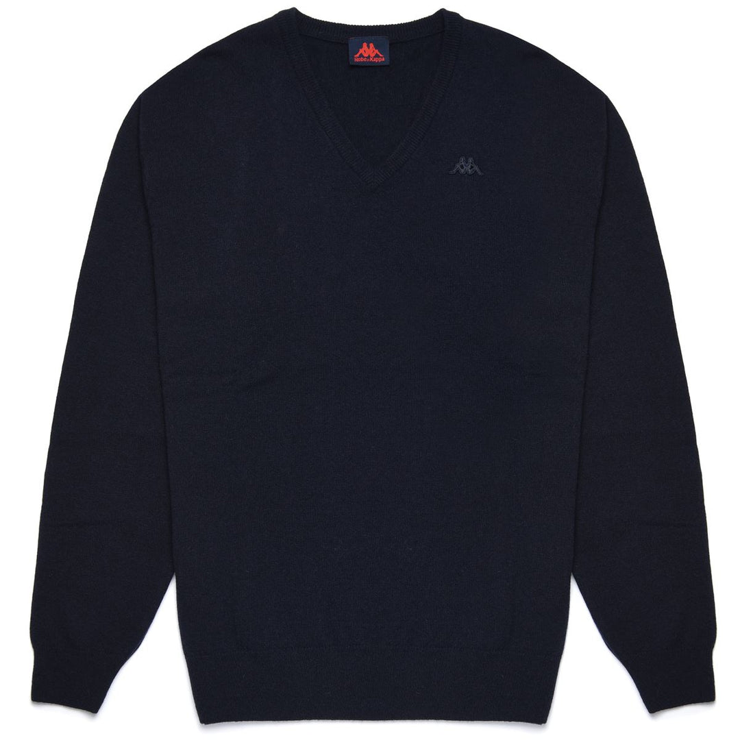 Jersey clásico de punto de lana azul marino con cuello en V para hombre 01