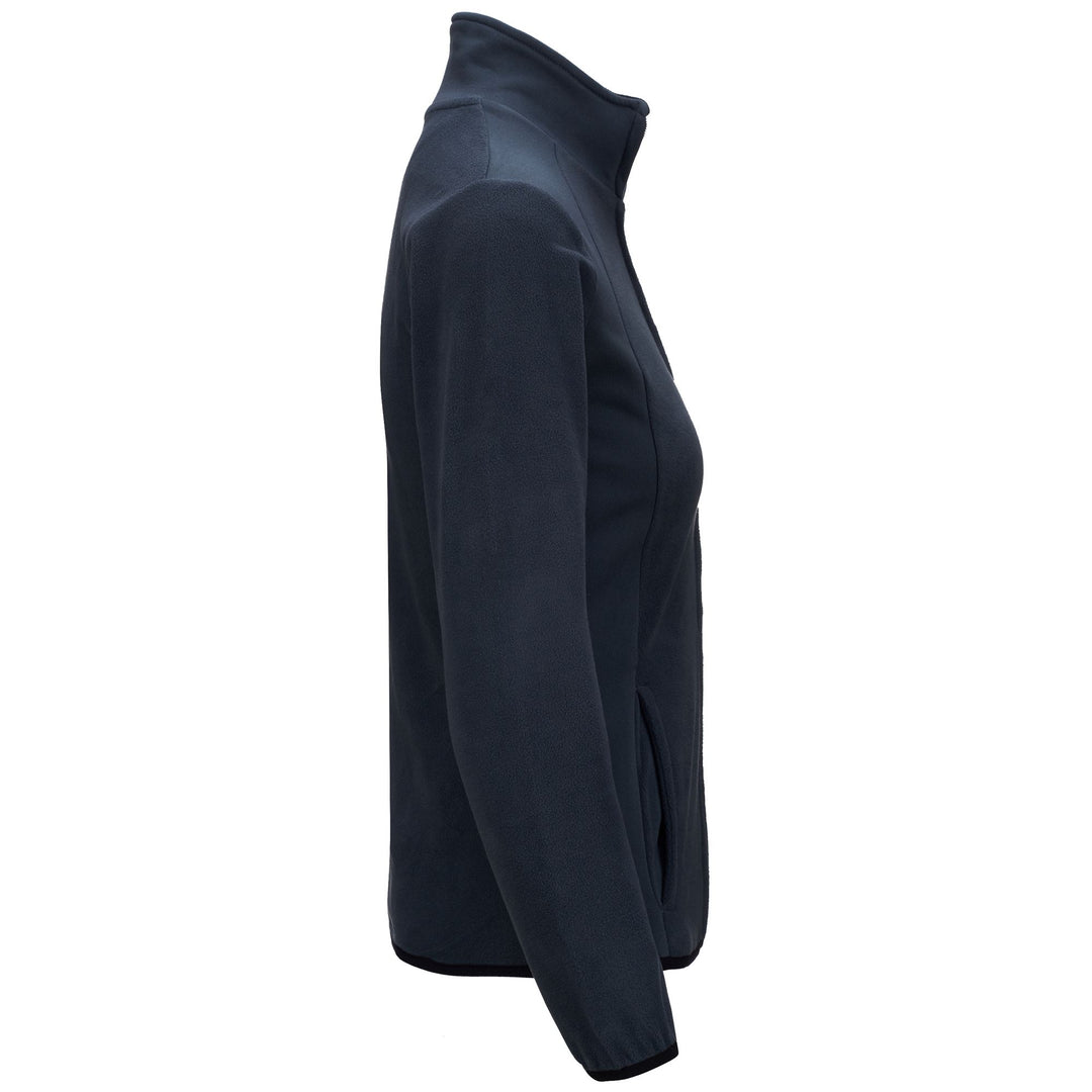 Fleece Woman LOGO VAVAUX SLIM Jacket GREY SHADOW - BLACK Dressed Front (jpg Rgb)	