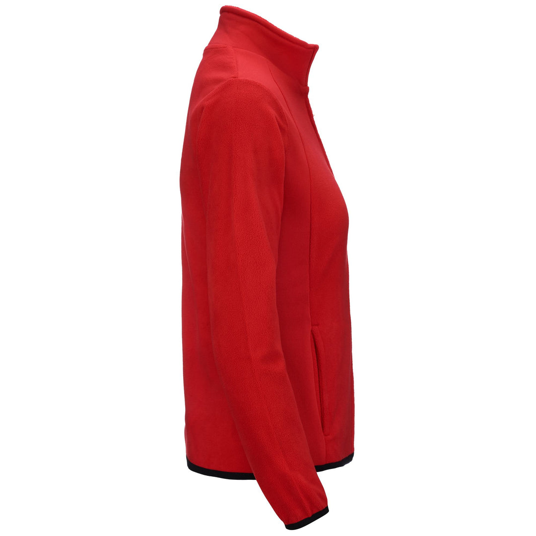 Fleece Woman LOGO VAVAUX SLIM Jacket RED-GREY MD Dressed Front (jpg Rgb)	