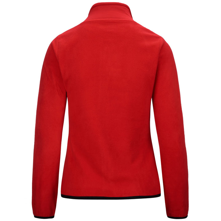 Fleece Woman LOGO VAVAUX SLIM Jacket RED-GREY MD Dressed Side (jpg Rgb)		
