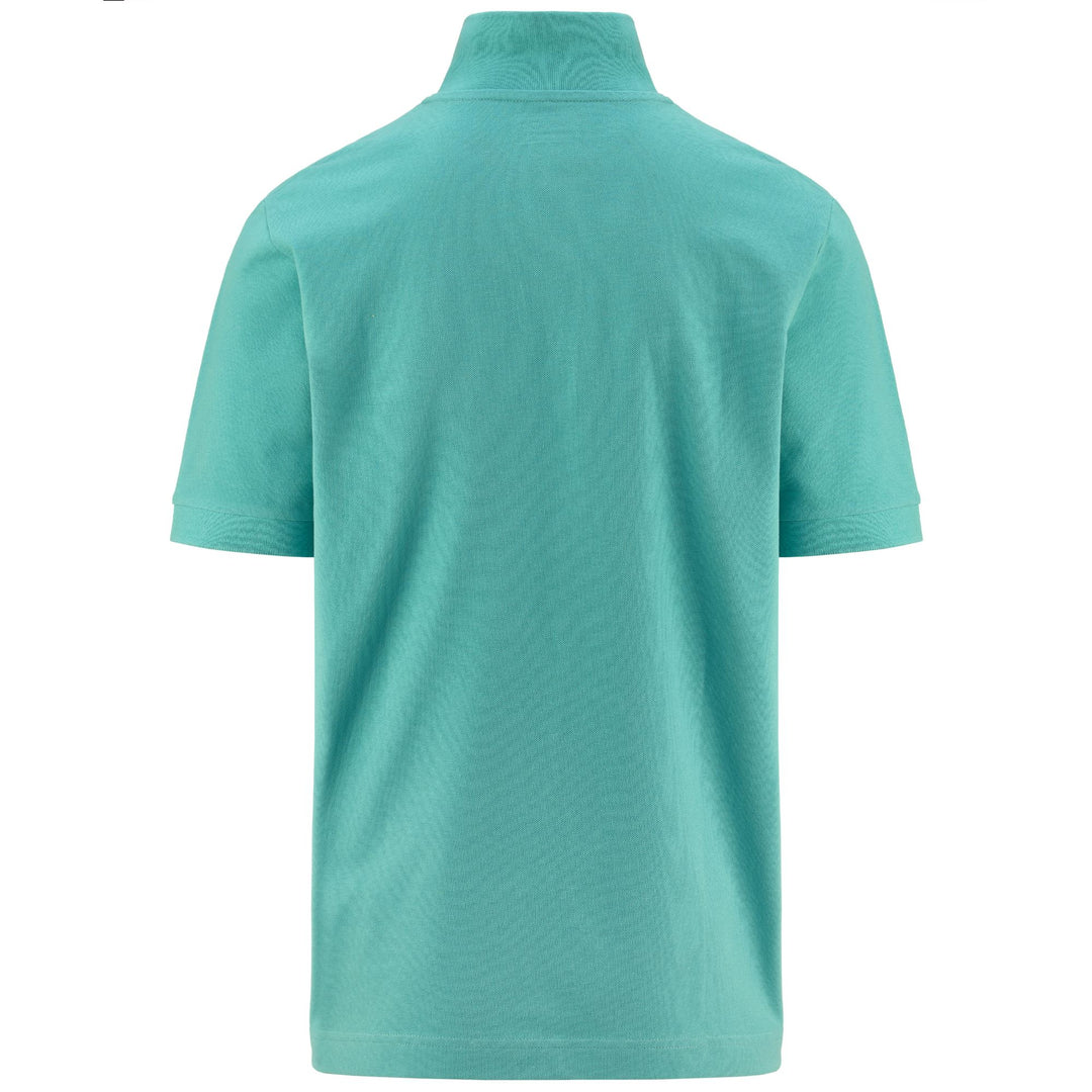 Polo Shirts Man LOGO  HOLIVER MSS Polo GREEN LAGOON - BLUE GREEK Dressed Side (jpg Rgb)		
