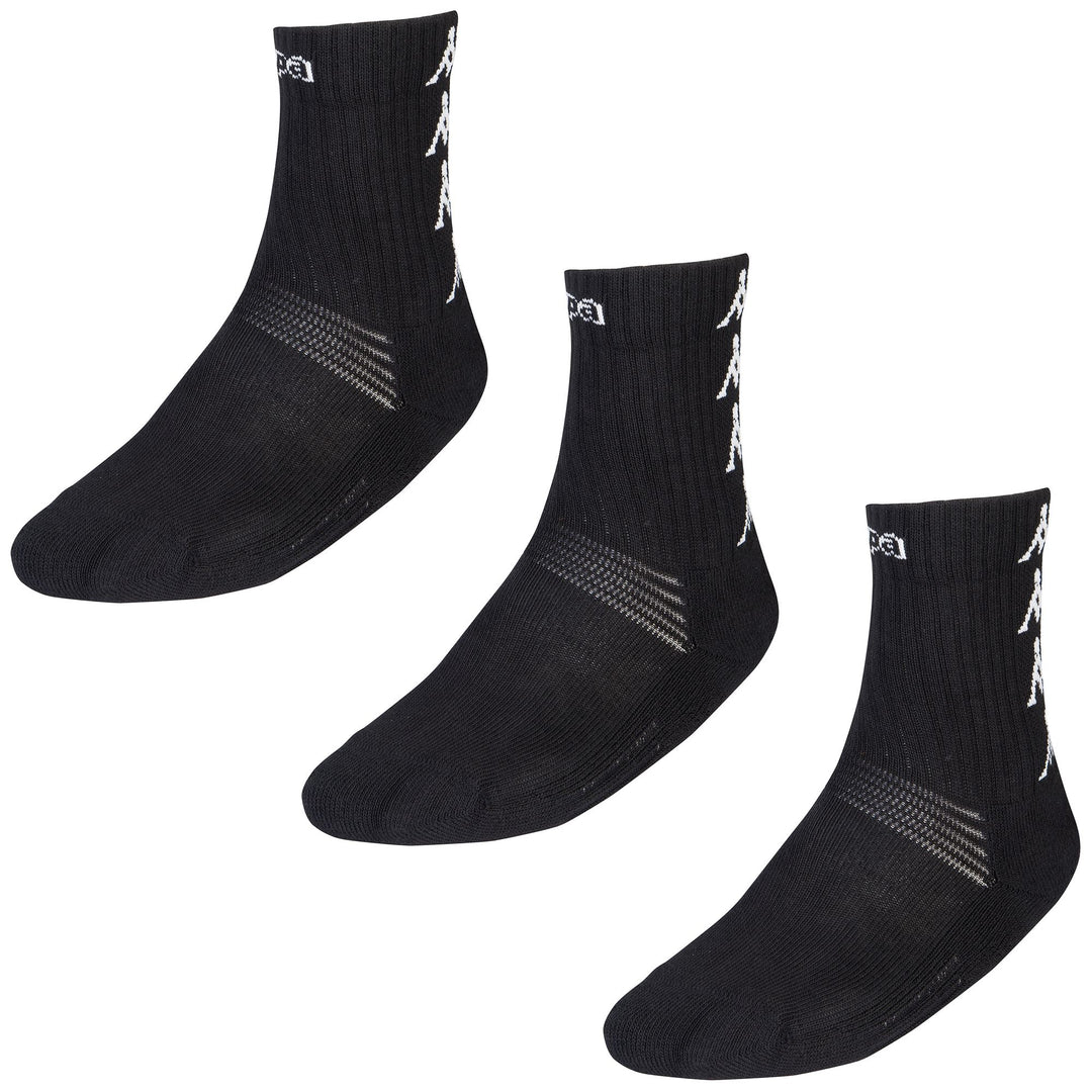 Socks Man KAPPA4TRAINING ELENO 3PACK Quarter High Sock BLACK-WHITE Photo (jpg Rgb)			