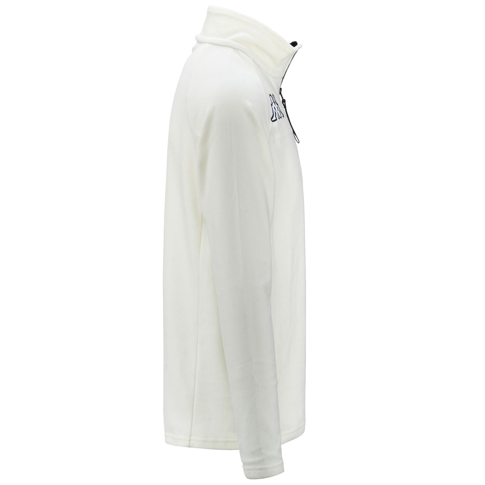 Fleece Unisex 6CENTO 687B Jumper WHITE ANTIQUE-BLACK Dressed Front (jpg Rgb)	
