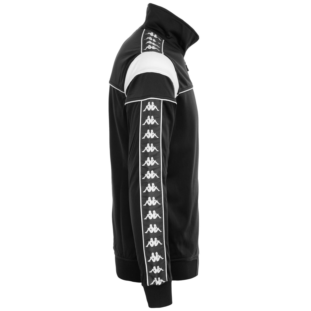 Fleece Man 222 BANDA MEREZ SLIM Jacket BLACK-WHITE-BLACK Dressed Front (jpg Rgb)	