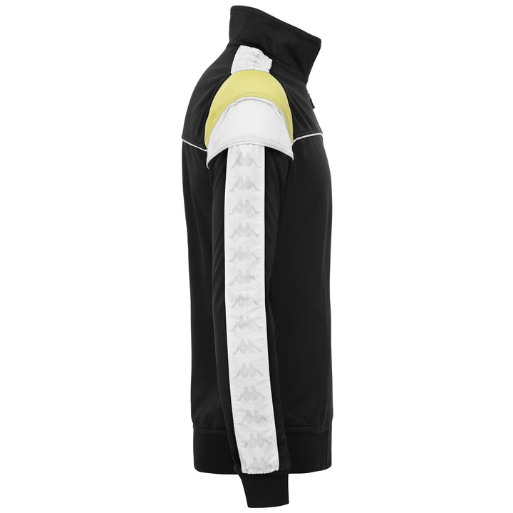 Fleece Man 222 BANDA MEREZ SLIM Jacket BLACK-GREEN LIME- WHITE Dressed Front (jpg Rgb)	
