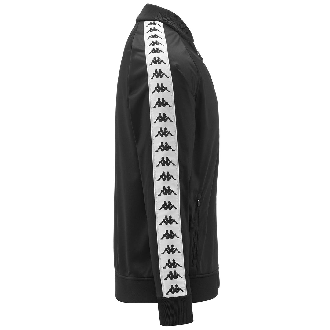 Fleece Man 222 BANDA  BOMBER SLIM Jacket BLACK-WHITE Dressed Front (jpg Rgb)	