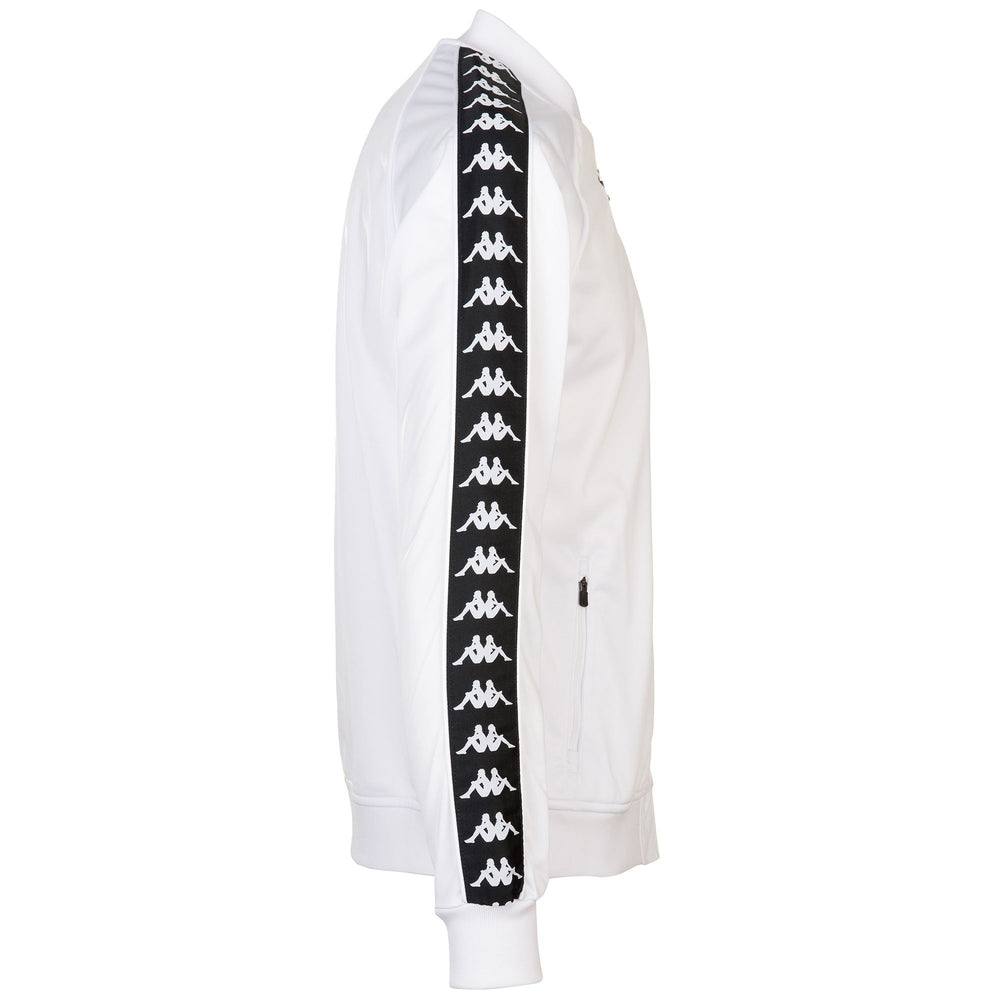 Fleece Man 222 BANDA  BOMBER SLIM Jacket WHITE-BLACK Dressed Front (jpg Rgb)	