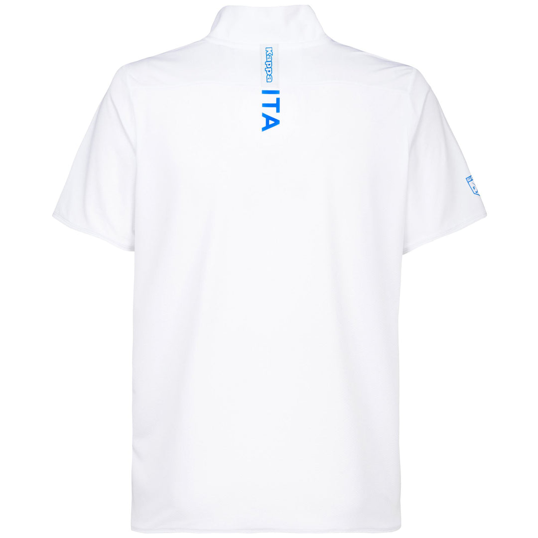 Active Jerseys Man KOMBAT FIG Polo Shirt WHITE-AZZURRO ITALIA Dressed Side (jpg Rgb)		