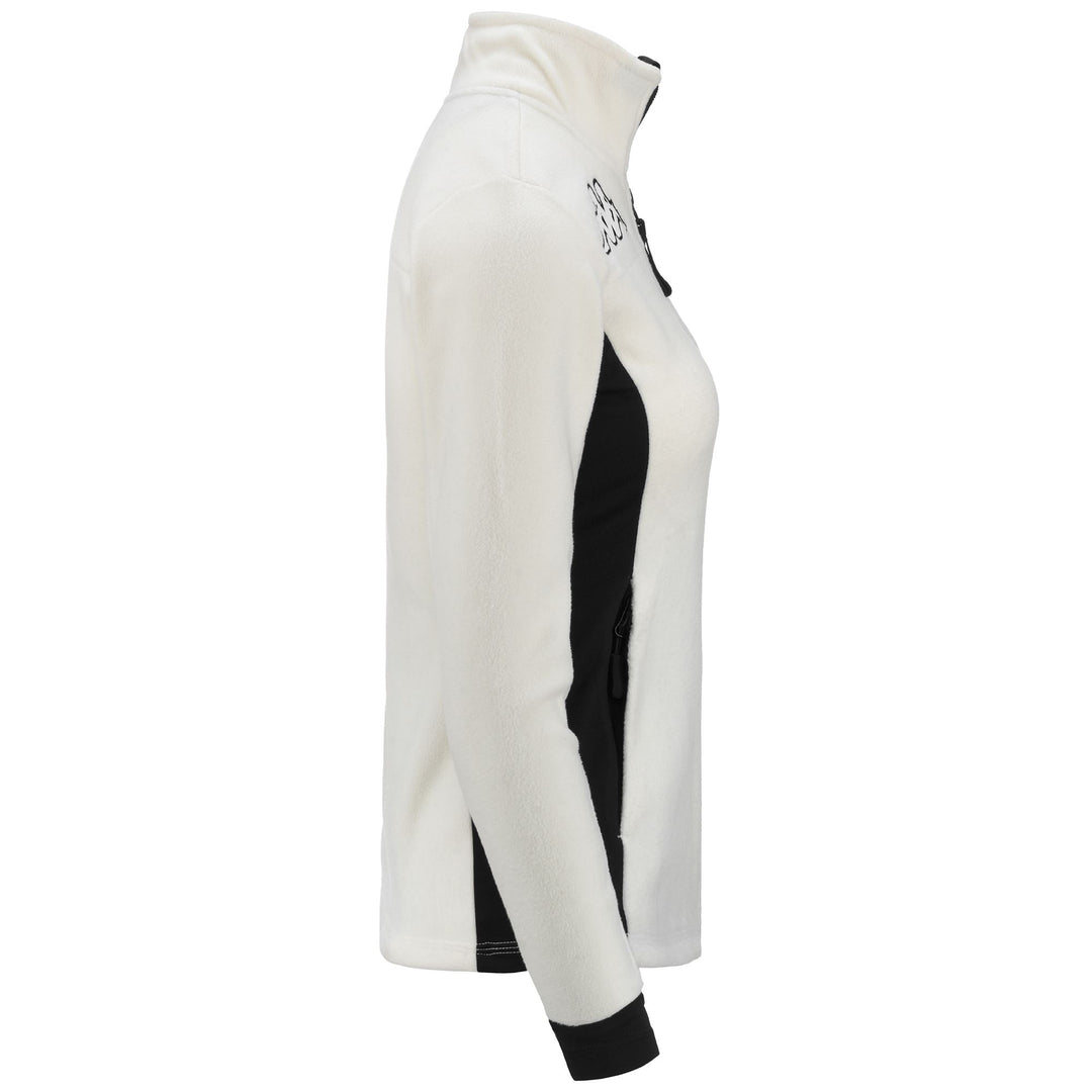 Fleece Woman 6CENTO 688 Jacket WHITE ANTIQUE - BLACK Dressed Front (jpg Rgb)	