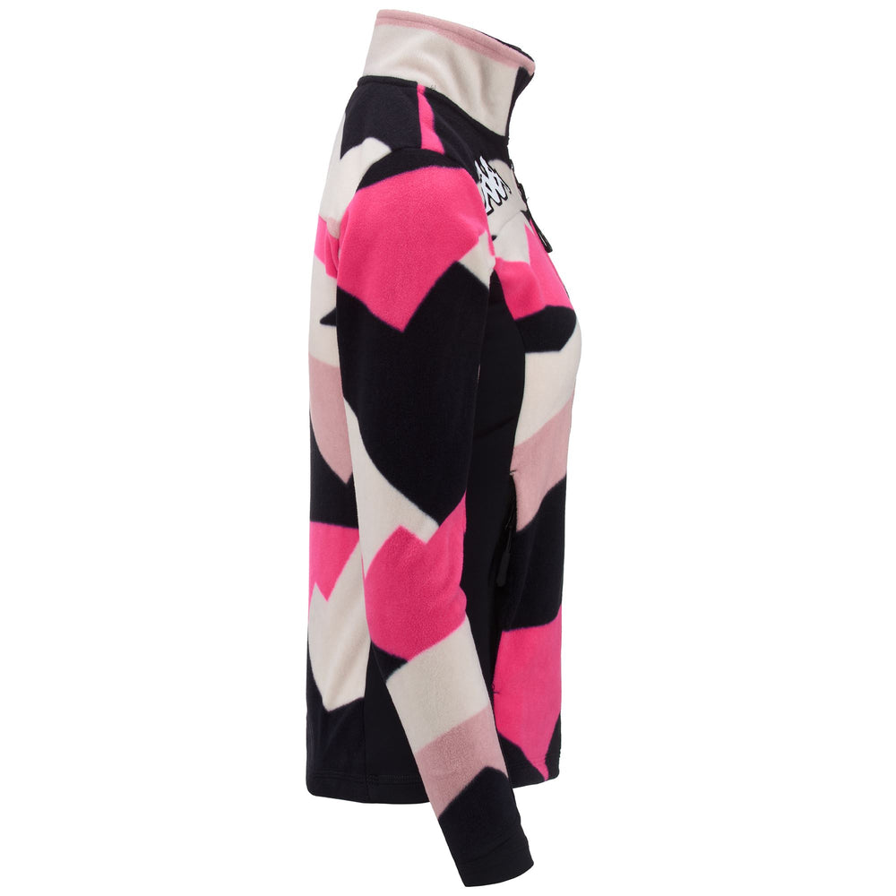 Fleece Woman 6CENTO 688 Jacket GRAPHIC PINK - PINK LT - BLUE- WHITE Dressed Front (jpg Rgb)	