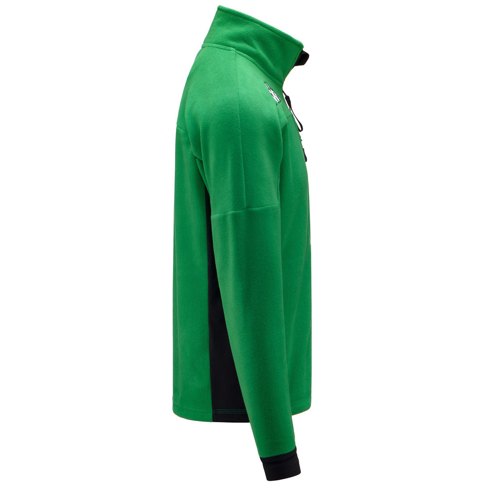 Fleece Man 6CENTO 687 Jacket GREEN - BLACK Dressed Front (jpg Rgb)	