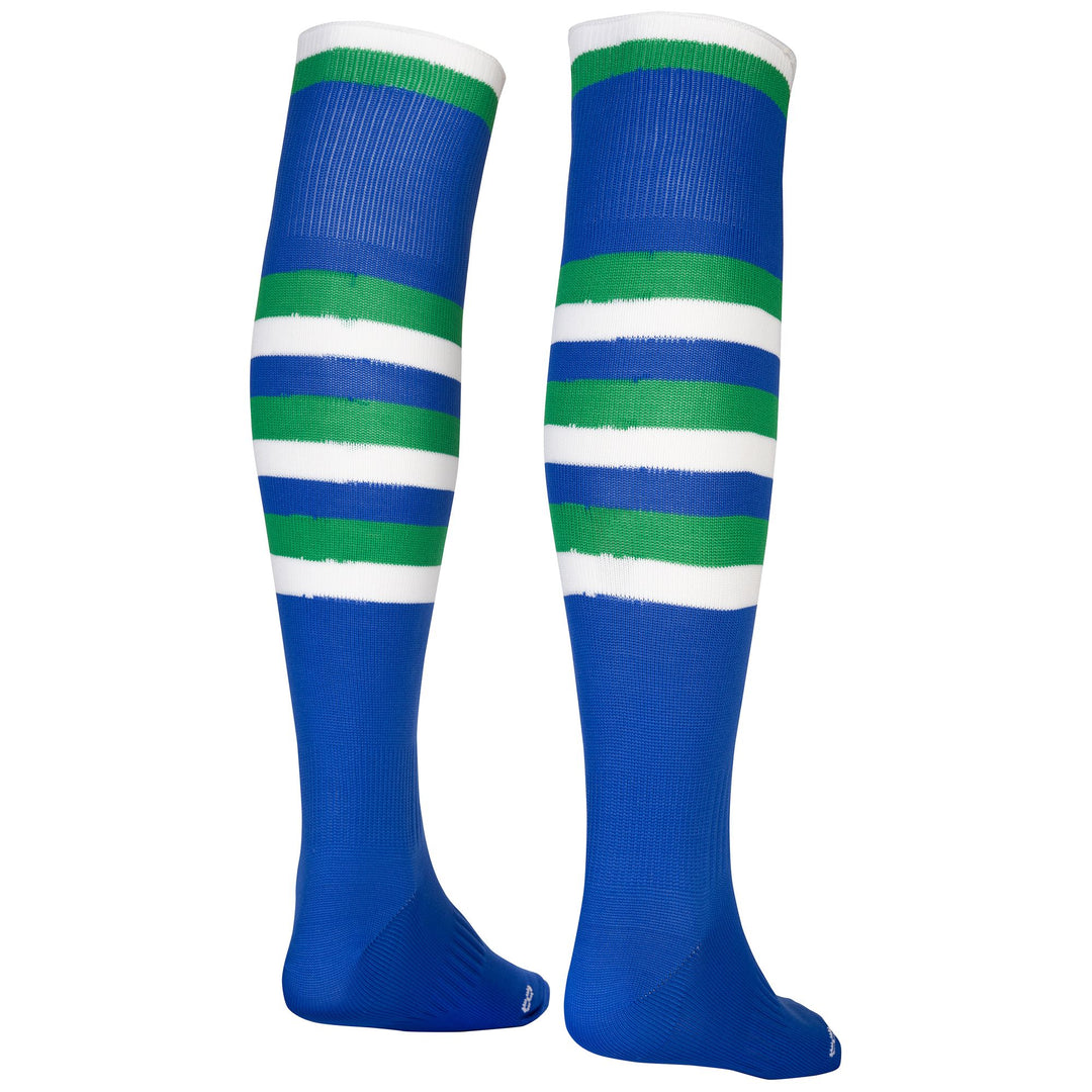 Socks Man Kappa4rugby High 1pack Knee High Sock BLUE-GREEN-WHITE Dressed Front (jpg Rgb)	