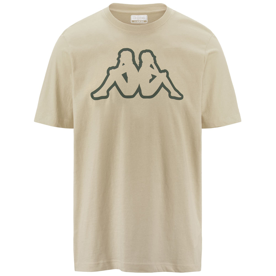 T-ShirtsTop Man LOGO AMBERIS T-Shirt BEIGE CEMENT - GREEN THYME Photo (jpg Rgb)			