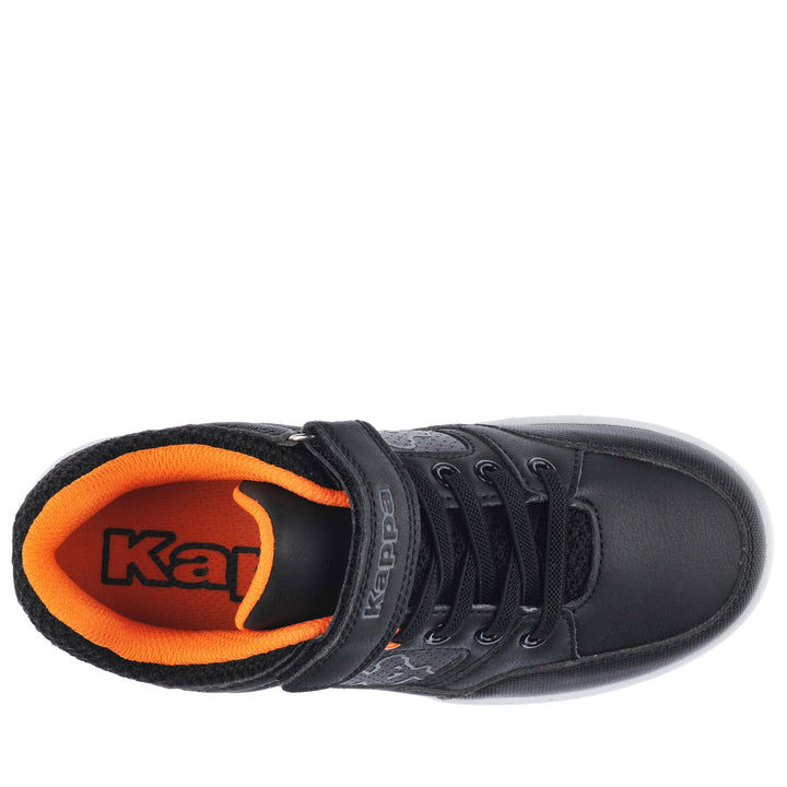 Sneakers Kid unisex LOGO  KASH EV KID Low Cut BLACK-ORANGE-GREY DK Dressed Back (jpg Rgb)		